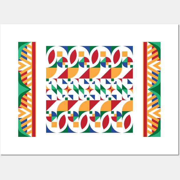 Geometric abstract background. By using 5 basic colors. Wall Art by Aloenalone